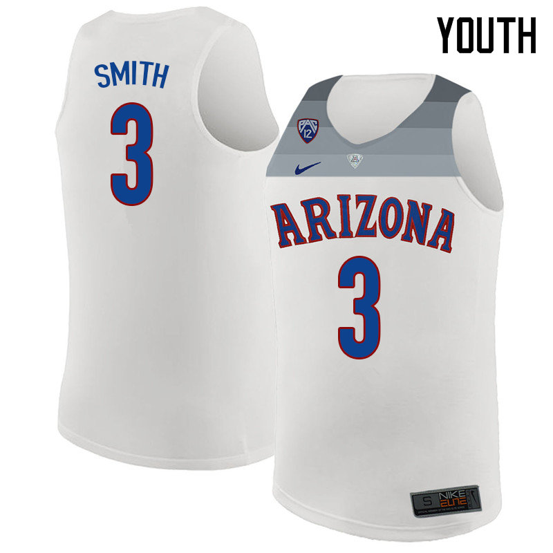 2018 Youth #3 Dylan Smith Arizona Wildcats College Basketball Jerseys Sale-White